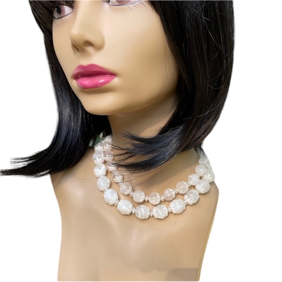 Choker Vintage Fashion Adjustable White Decorative Bead Double Strand Choker - Picture 1 of 9